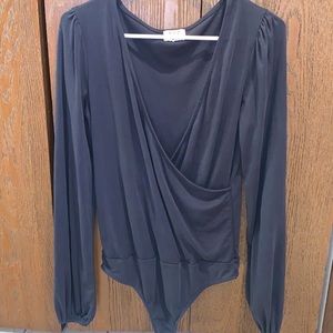 Dark Gray Plunge Bodysuit (M)